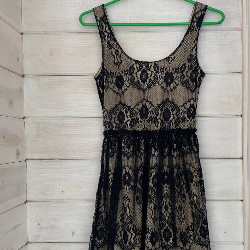 Tan and black party dress